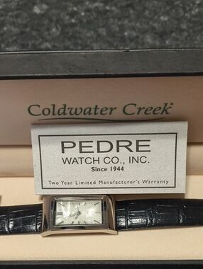 Pedre Women's Rectangular Bracelet Watch in Black Leather